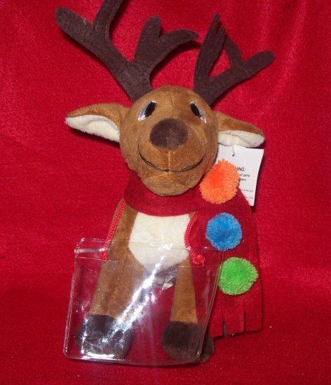 Stuffed Animal, Plush Toy,Christmas Plush Toy, Reindeer with gift, phone card holder