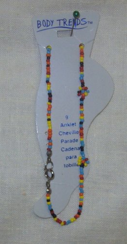 Jewelry for Teens and Tweens, 1-- 9" multi colored ankle bracelet