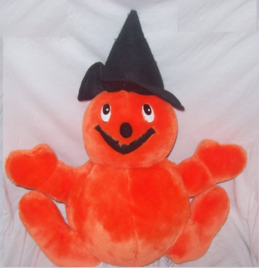 Halloween Decorations, Plush Toy, Pumpkin Man with witch hat
