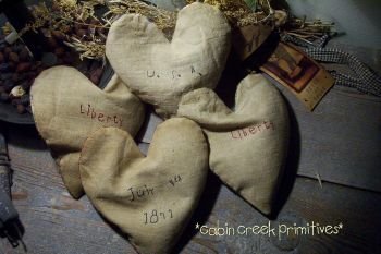 Primitive..Early style....buckwheat filled Hearts~Handmade