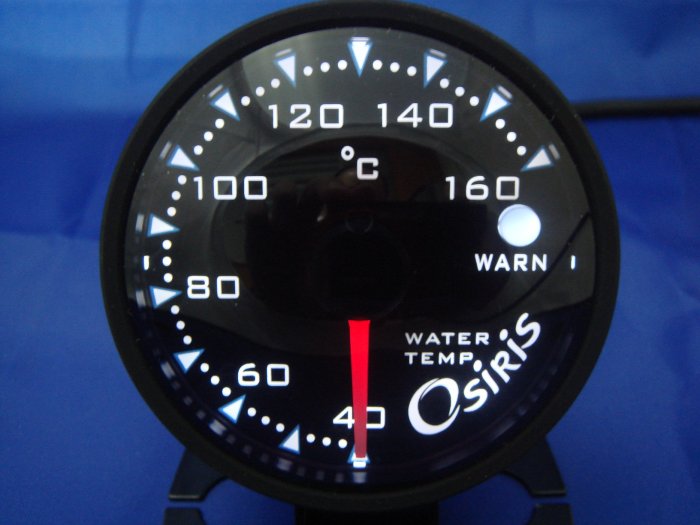 Osiris Professional 60mm Stepper Motor Water Temperature Gauge BLACK RIM