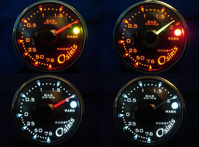 Osiris Professional 52mm Stepper Motor Boost Gauge CHROME RIM