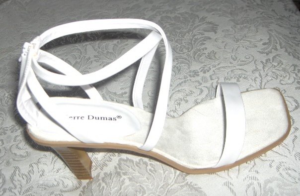 Women White Shoes Sandals Heels Wedding Prom Size 7.5