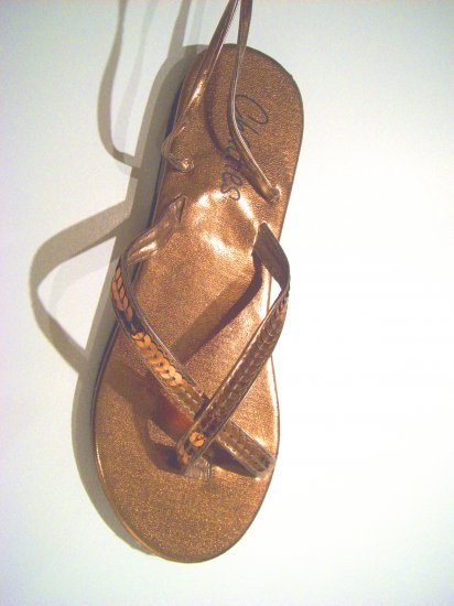 Women Bronze Metallic Sequin Gladiator Sandals Flats Shoes Ankle Wrap Up Size 11