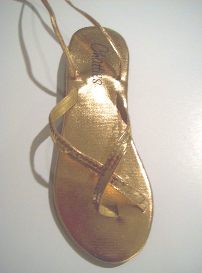 Women Gold Metallic Sequin Gladiator Sandals Flats Shoes Ankle Wrap Up Size 11