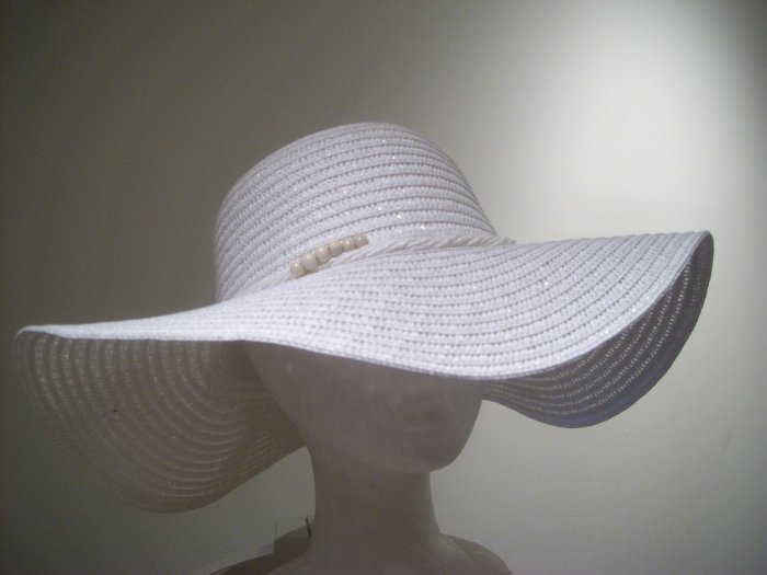 Women White Wedding Straw Sun Visor Beach Easter Derby Hat