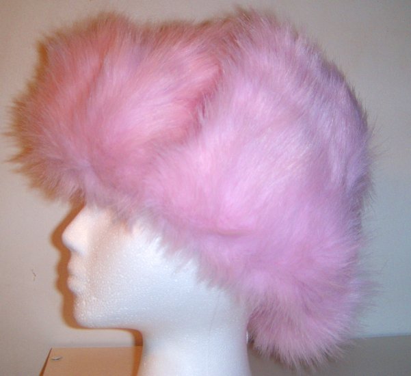Women Russian Pink Faux Fur Trooper Trapper Hunter Ski Winter Coat Hat Cap