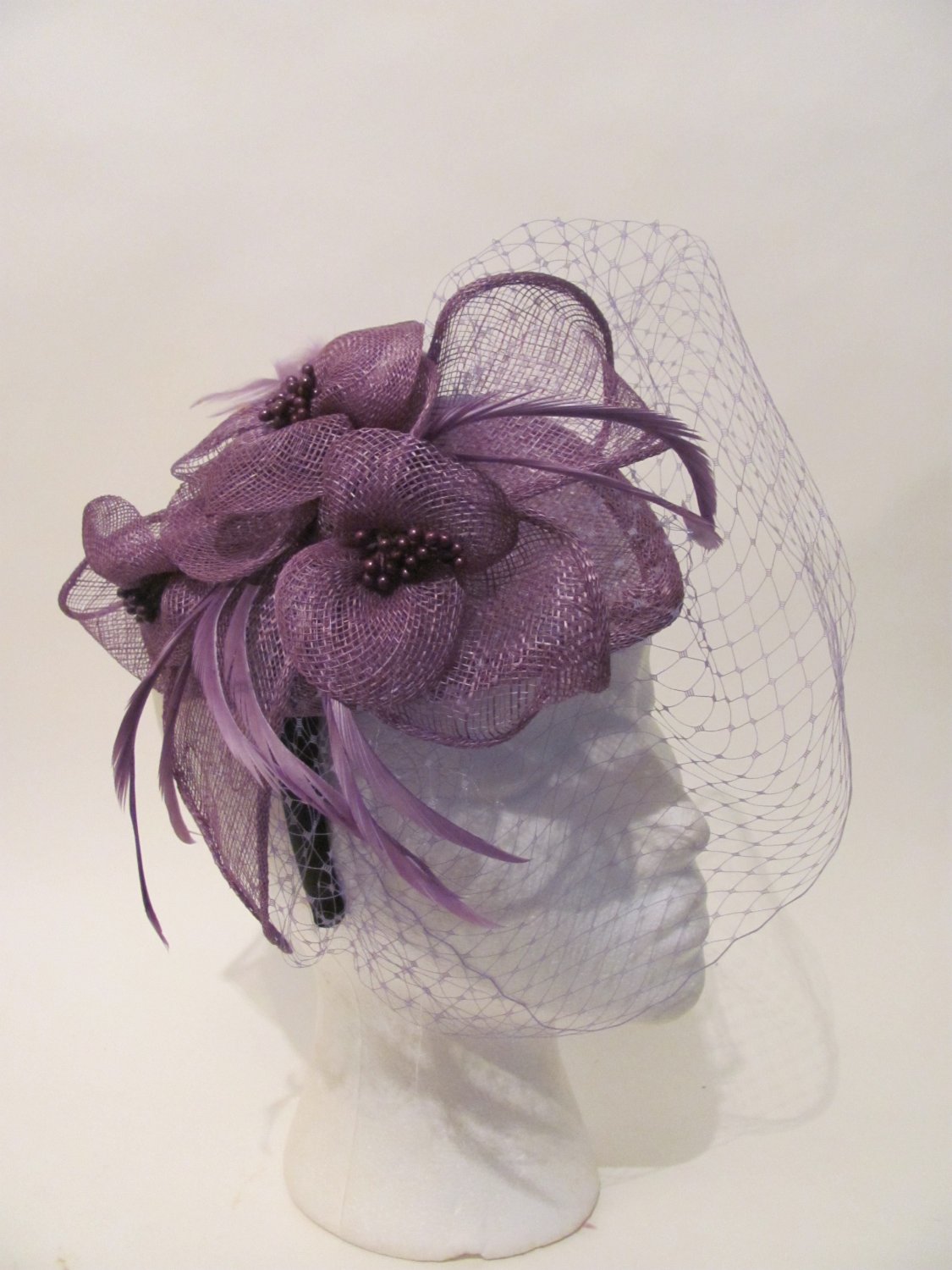 Women Purple Formal Fascinator Headband Derby Wedding Dress Hat