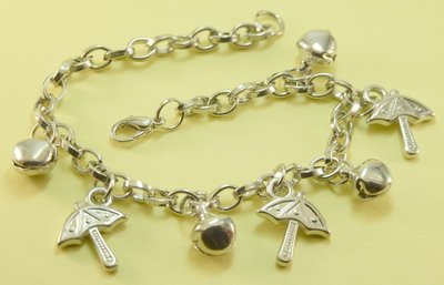 Umbrellas Jingle Bells Rhodium Anklet / Bracelet