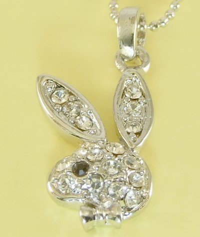 Silver Play Boy Rabbit Hare Bunny Pendant Charm Necklace Chain