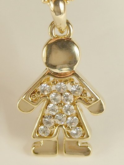 Boy Doll Gold Plated Gilt Pendant Charm Chain Necklace