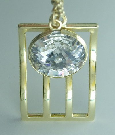 Golden Gold Plate Gilt Wave Pendant Charm Necklace