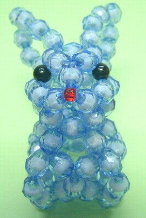 Blue Bunny Rabbit Hare Crystal Beads Key Chain Ring Handmade Key Ring