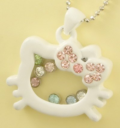 White Kitty Cat Kitten Pendant Charm Chain Necklace