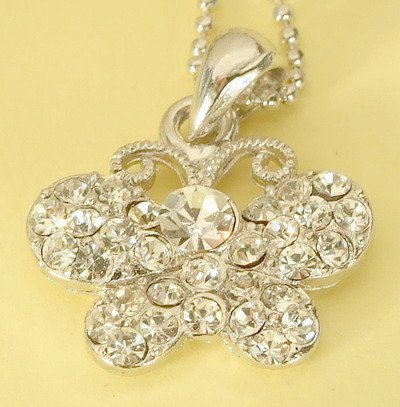 Silver Butterfly Pendant Charm Rhodium Necklace Chain