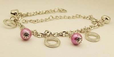 Purple Beads Rings Hoops Rhodium Anklet / Bracelet