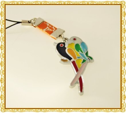 Parrots Birds Couple Pair Lover Cell Phone Charm, Mobile Key Chain