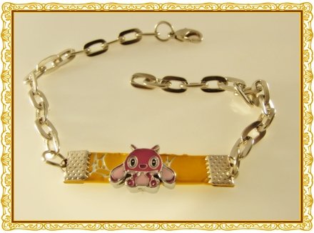 Pink Stitch, Angel Rhodium Anklet / Bracelet