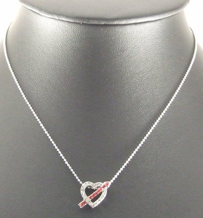 Love Arrow Heart Pendant Charm Chain Rhodium Necklace