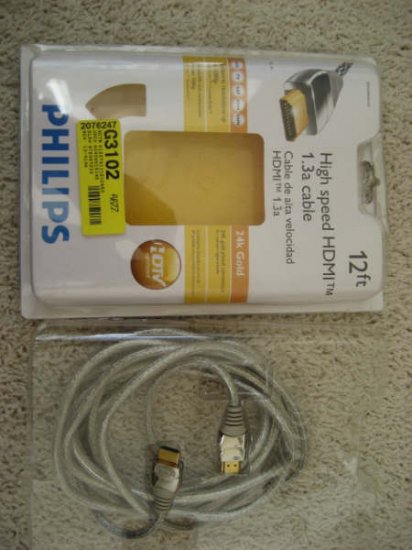Philips HDMI 1.3a cable 12ft for Xbox 360 PS3 Blu-Ray HD-DVD + Philips Stero "Y" Adapter MP3