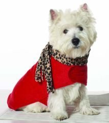 Large Dog Leopard Scarf Coat - Red
