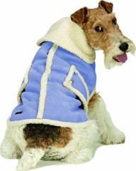 Medium Dog Suede Faux Shearling Coat - Blue