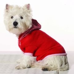 X Large Dog Striped Hoodie - Red