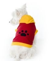 Small Dog Paw Print Fleece Hoodie - Red/Yellow
