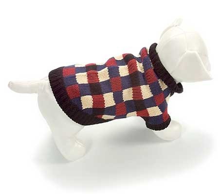 X Small Dog Barney Sweater - Blue/Cream/Burgundy