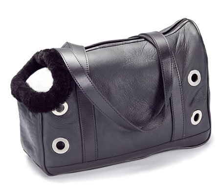 Genuine Shearling Dog Carrier - Black
