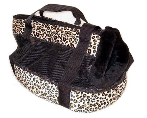 Small Breed Leopard Plush Tote Dog Carrier