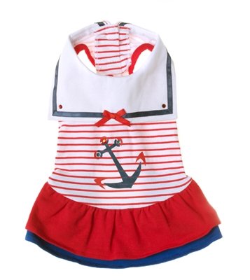 XX Small Dog Sailor Day Dress - Red