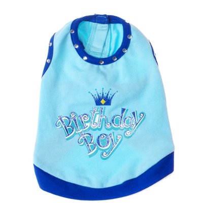 X Small Dog Birthday Boy Tank - Blue