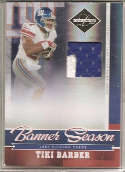 2007 Leaf Limited Tiki Barber Banner Season Patch