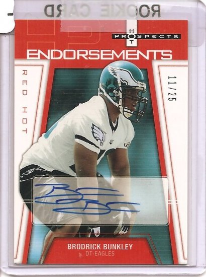 2006 Hot Prospects Brodrick Bunkley White Hot RC Auto
