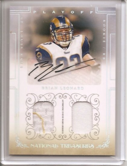 2007 National Treasures Brian Leonard Dual Jersey/Auto