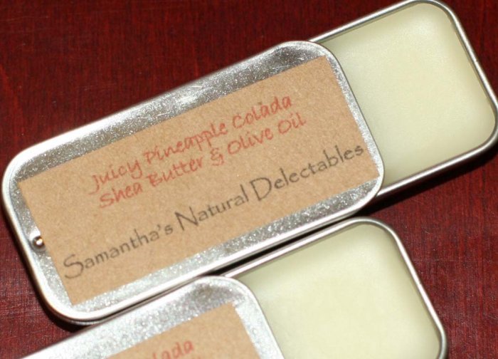 Juicy Pineapple Colada Shea Butter & Olive Oil Lip Butter in Slide Tin