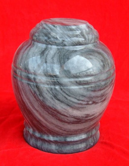 Grey and White Marble Urn with Lid