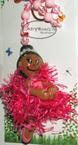 Unique Handcrafted zipper pull - AA baillerina with hot pink tutu