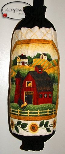 Plastic bag holder - Grocery bag recycler - Small - Rooster on barn-farm