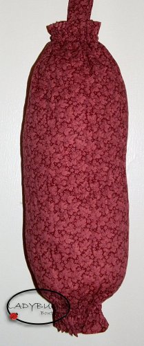 Plastic bag holder - Grocery bag recycler - Small burgundy vines