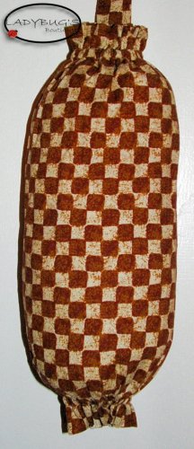 Plastic bag holder - Grocery bag recycler - Small - Checkered coffee house