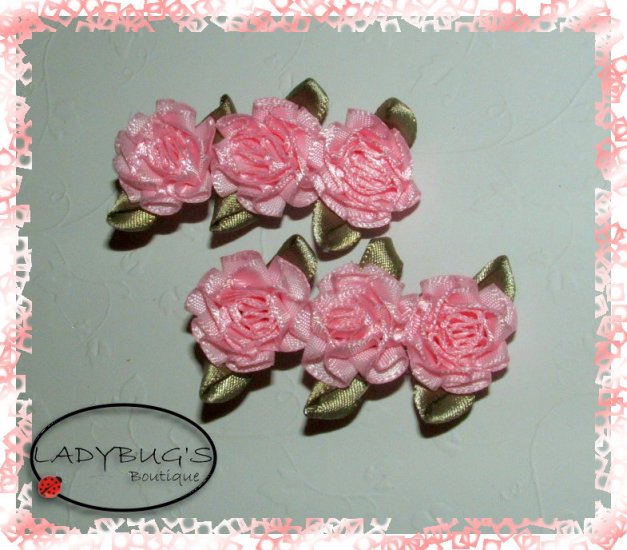 Custom Boutique hair clips - baby pink cabbage roses