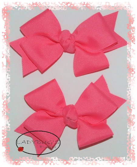 Custom Boutique hairbows - Tutti Frutti Pink - Double loop