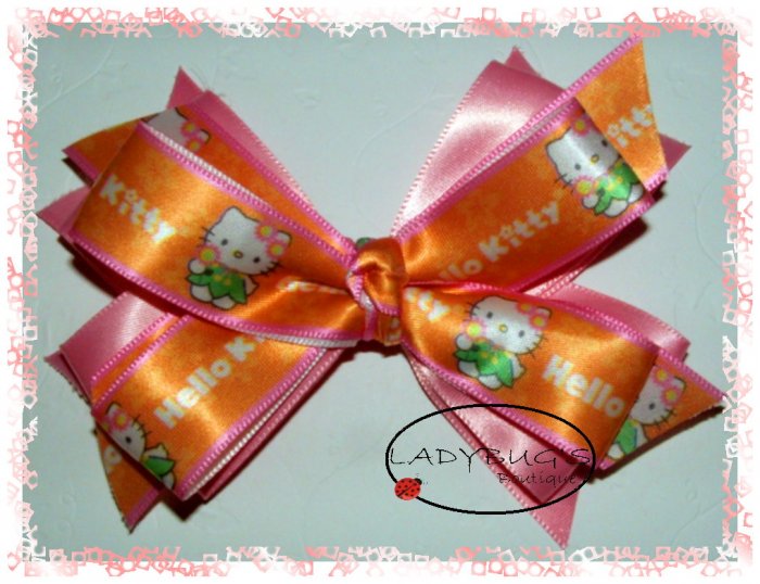 Custom Boutique hairbows - Pink - Hello Kitty