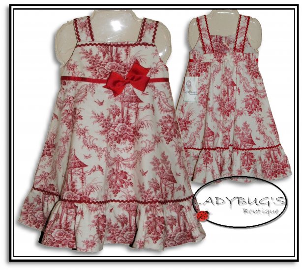 Custom Boutique dress * Red Toile Sz 4