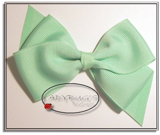 4" Custom Boutique hairbow - Lime green * French Barrette