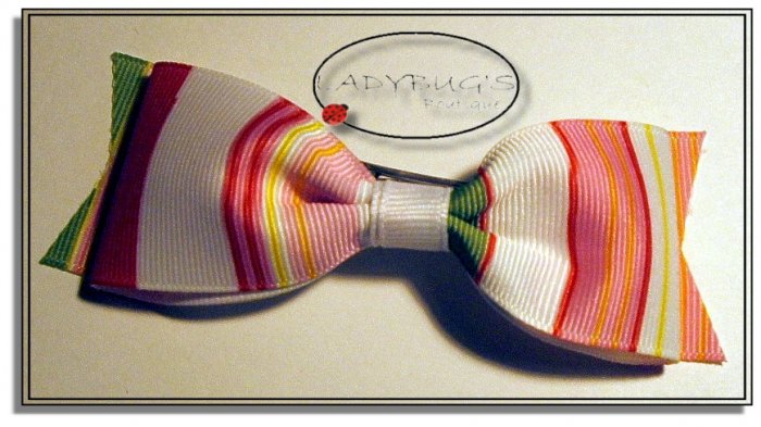 4" Custom Boutique hairbow - Preppy stripes