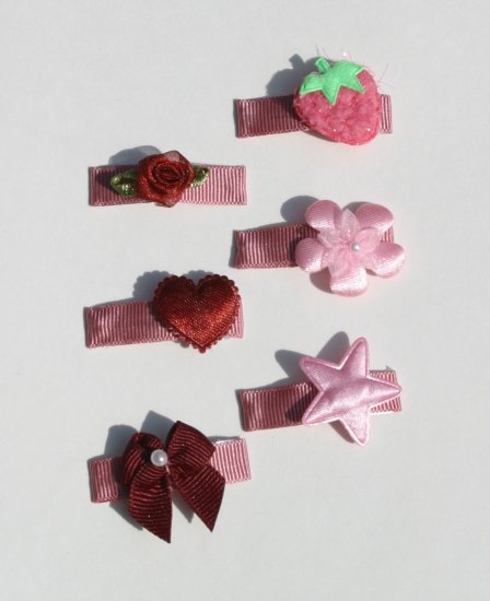 New SET 6 BOUTIQUE Baby Hair clips snaps PINK Hair accessories www.absolutelydaisy.ecrater.com