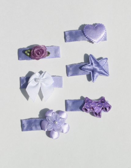 New SET 6 BOUTIQUE Baby Hair clips snaps LAVENDER Hair accessories www.absolutelydaisy.ecrater.com